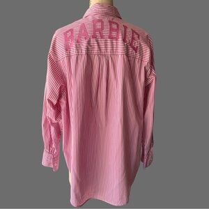 GAP Barbie Women’s Pink Striped Button Down Shirt